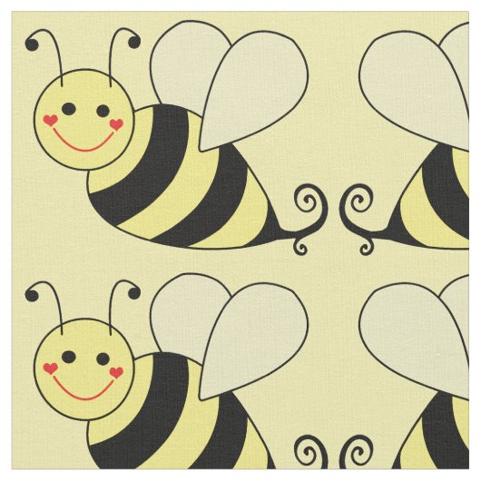 Cute Bumble Bee Pattern v3 Stof (Close Up)