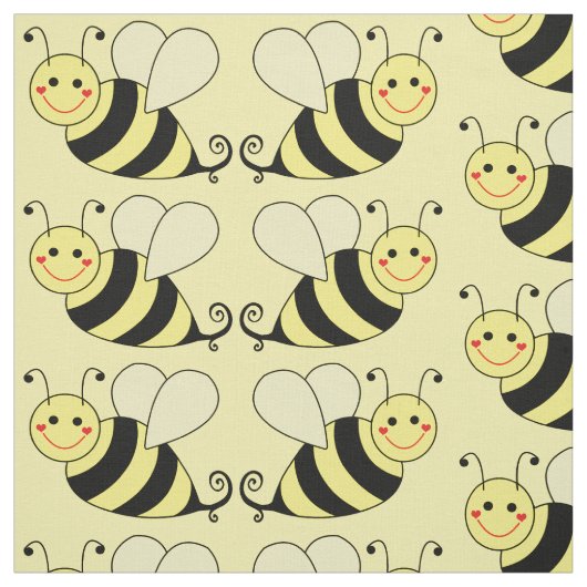 Cute Bumble Bee Pattern v3 Stof (Swatch)