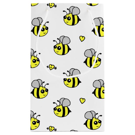 Cute Bumble Bee Pattern White Klein Cadeauzakje (Achterkant)