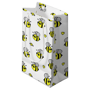 Cute Bumble Bee Pattern White Klein Cadeauzakje