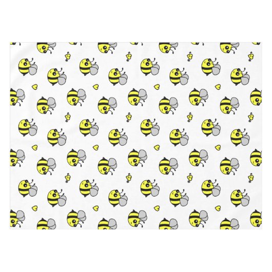 Cute Bumble Bee Pattern White Tafelkleed (Voorkant (Horizontaal))