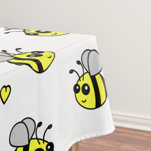 Cute Bumble Bee Pattern White Tafelkleed (Voorbeeld)