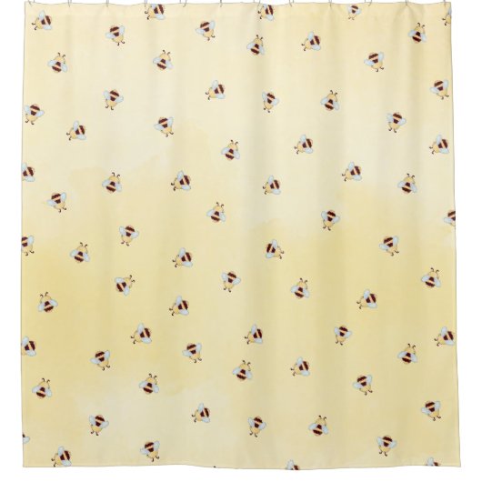 Cute Bumble Bee Pattern Yellow Douchegordijn (Voorkant)