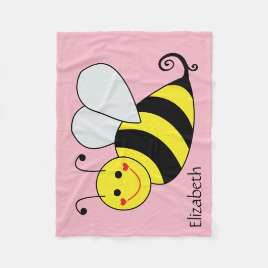 Cute Bumble Bee Persoonlijk Fleece Deken (Voorkant)
