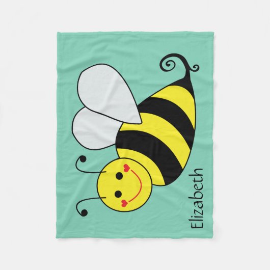 Cute Bumble Bee Persoonlijk Fleece Deken (Voorkant)