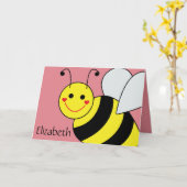 Cute Bumble Bee Persoonlijk Kaart (Gele Bloem)