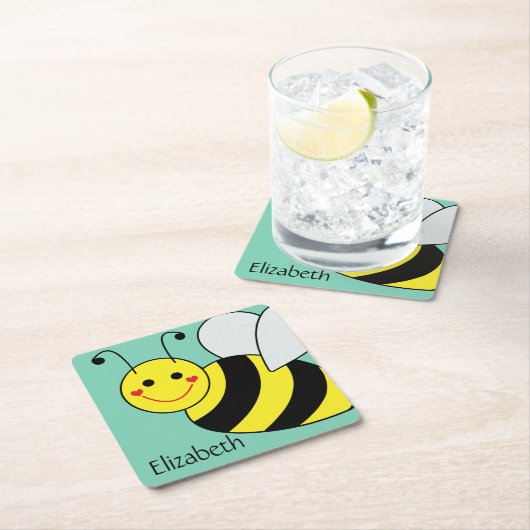 Cute Bumble Bee Persoonlijk Kartonnen Onderzetters (Insitu)