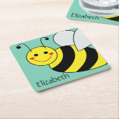 Cute Bumble Bee Persoonlijk Kartonnen Onderzetters (Schuin)