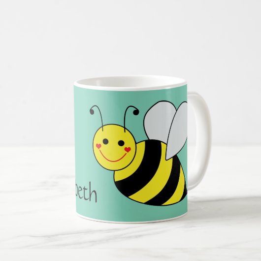 Cute Bumble Bee Persoonlijk Koffiemok (Voorkant rechts)