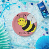 Cute Bumble Bee Persoonlijk Papieren Bordje (Feest)