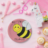 Cute Bumble Bee Persoonlijk Papieren Bordje (Feest)