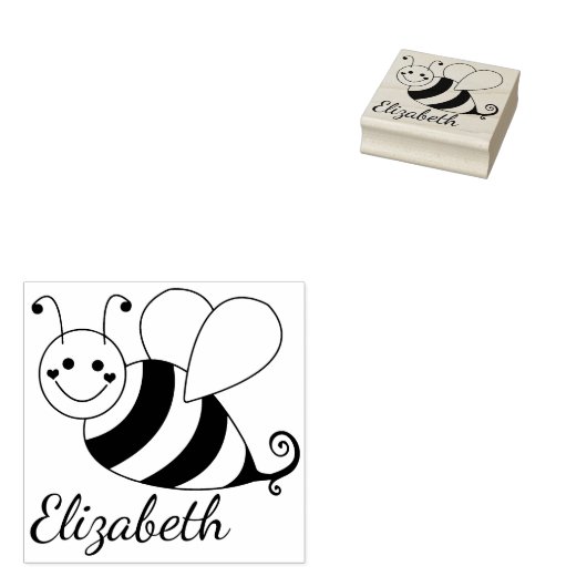 Cute Bumble Bee Persoonlijk Rubberstempel (Gestempeld)