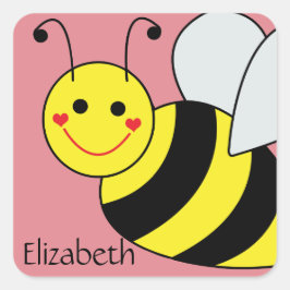 Cute Bumble Bee Persoonlijk Vierkante Sticker