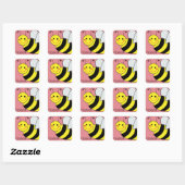 Cute Bumble Bee Persoonlijk Vierkante Sticker (Vel)