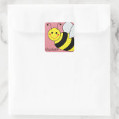 Cute Bumble Bee Persoonlijk Vierkante Sticker (Tas)