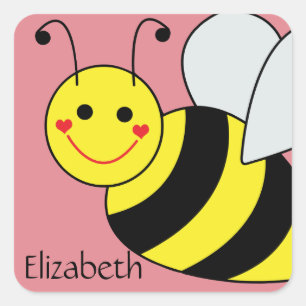 Cute Bumble Bee Persoonlijk Vierkante Sticker