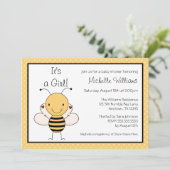 Cute Bumble Bee Polka Dot Baby shower Kaart (Staand voorkant)