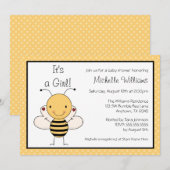 Cute Bumble Bee Polka Dot Baby shower Kaart (Voorkant / Achterkant)
