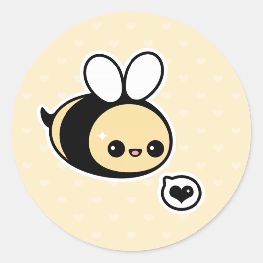 Cute Bumble Bee Ronde Sticker (Voorkant)