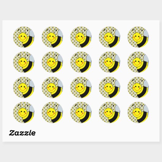 Cute Bumble Bee Ronde Sticker (Vel)