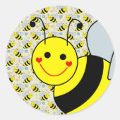 Cute Bumble Bee Ronde Sticker (Voorkant)