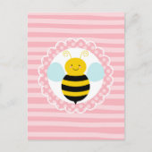 Cute Bumble Bee - Roze Geel Briefkaart (Voorkant)
