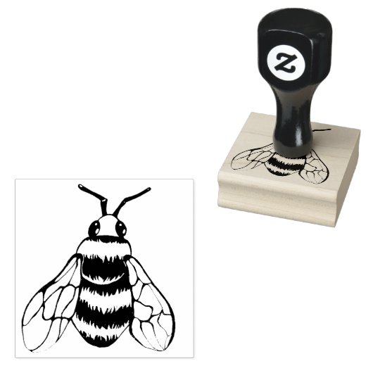 Cute Bumble Bee Rubberstempel (Gestempeld)