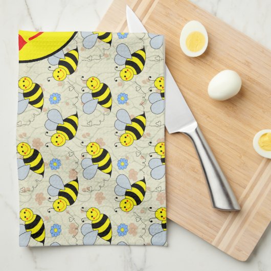 Cute Bumble Bee Theedoek (Quarter Fold)