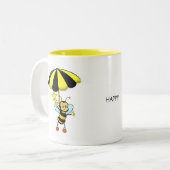 Cute Bumble Bee Tweekleurige Koffiemok (Voorkant links)