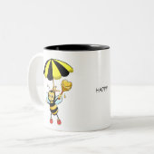Cute Bumble Bee Two-Tone Coffee Mok (Voorkant links)