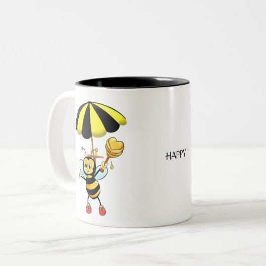 Cute Bumble Bee Two-Tone Coffee Mok (Voorkant links)