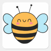 Cute Bumble Bee Vierkante Sticker (Voorkant)