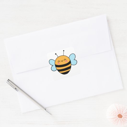 Cute Bumble Bee Vierkante Sticker (Envelop)