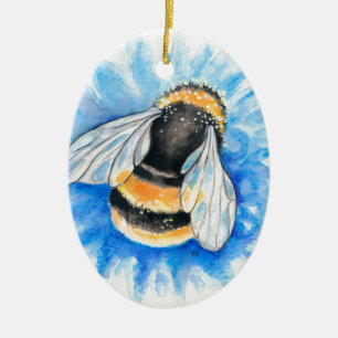 Cute Bumble Bee Waterverf Art Keramisch Ornament