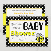 Cute Bumble Bee Yellow and Black Baby shower Kaart (Voorkant / Achterkant)