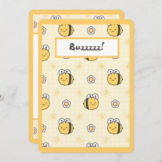 Cute Bumble Bee Yellow Cute Aankondiging (Voorkant / Achterkant)