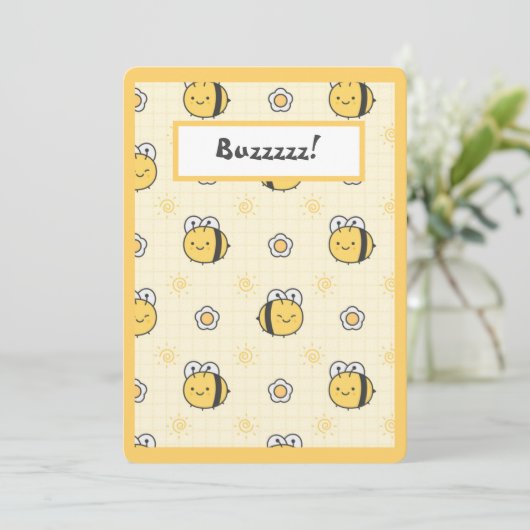 Cute Bumble Bee Yellow Cute Aankondiging (Staand voorkant)