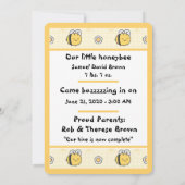Cute Bumble Bee Yellow Cute Aankondiging (Achterkant)
