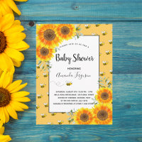 Cute bumble bee yellow sunflower baby shower