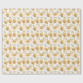 Cute Bumble Bees and Sunflower Wrapping Paper Cadeaupapier (Vlak)