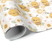 Cute Bumble Bees and Sunflower Wrapping Paper Cadeaupapier (Rol Hoek)