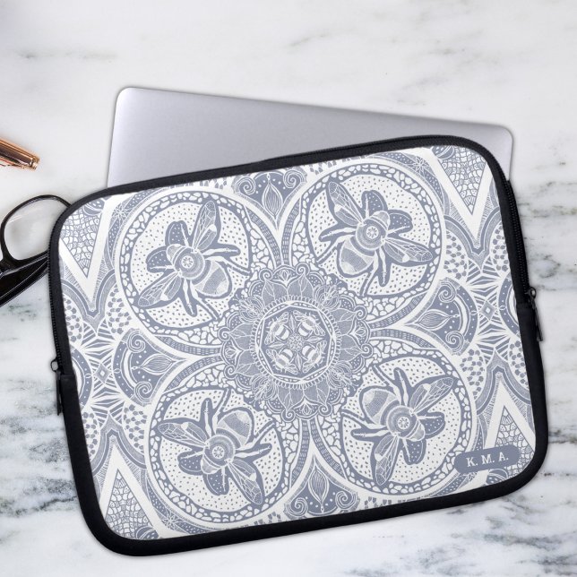 Cute Bumble Bees Mandala Laptop Sleeve (Creator heeft geüpload)