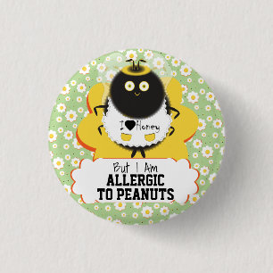 Cute Bumblebee   Alarm voor voedselallergie Ronde Button 3,2 Cm
