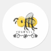 Cute Bumblebee Bee Yourself  Ronde Sticker (Voorkant)