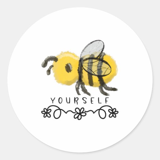 Cute Bumblebee Bee Yourself  Ronde Sticker (Voorkant)