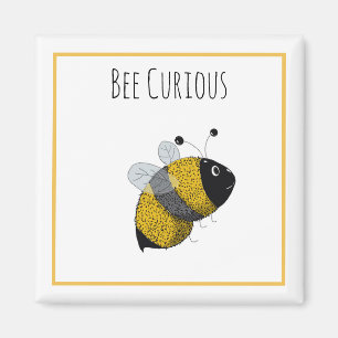 Cute Bumblebee Geel en Zwart   Bijen nieuwsgierig Magneet