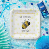 Cute Bumblebee Geel en Zwart | HapBee Birthday Papieren Bordje (Feest)