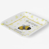 Cute Bumblebee Geel en Zwart | HapBee Birthday Papieren Bordje (Gebogen)