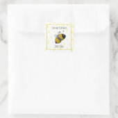 Cute Bumblebee Geel en Zwart | HapBee Birthday Vierkante Sticker (Tas)