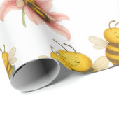 Cute Bumblebee Mom & Baby Bee Cadeaupapier (Rol Hoek)
